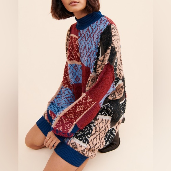 Free People Argyle Sweater Mini Dress - Picture 4 of 9